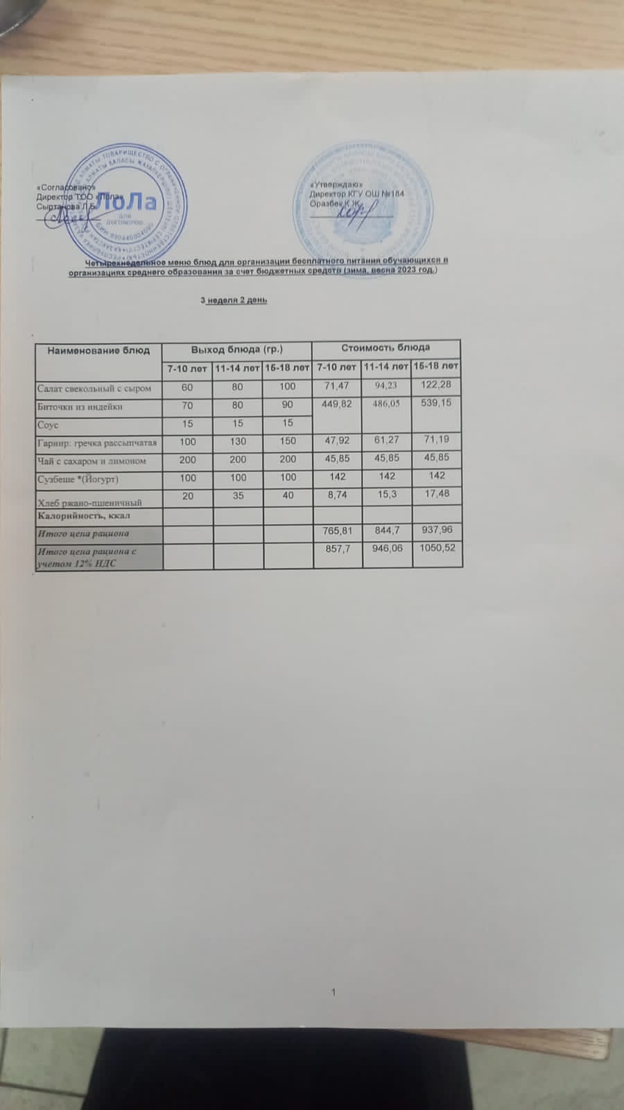 Ас мәзірі. 3 апта 2- күн (21.02.2023)