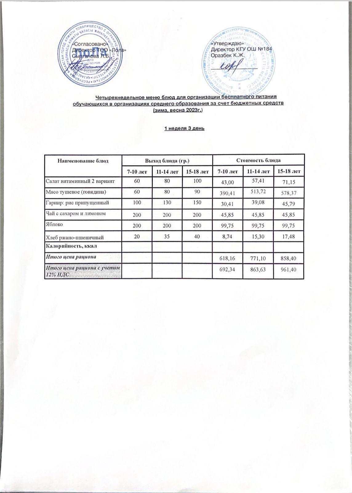 Ас мәзірі. 1 апта 3- күн (31.05.2023)