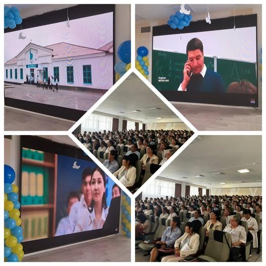 №184 ЖББМ-тің  педагогтеріне  идея авторы- бел­­гілі журналист Бейсен Құранбектің  , сценарийін жазған – Гүлмира Қадырқызының  «Ұстаз» фильмі   көрсетілді.